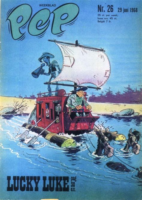 Exemple de couverture de Lucky Luke pour le journal hollandais Pep
