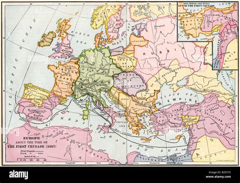 Carte de l'Europe médiévale montrant les routes de diffusion des légendes