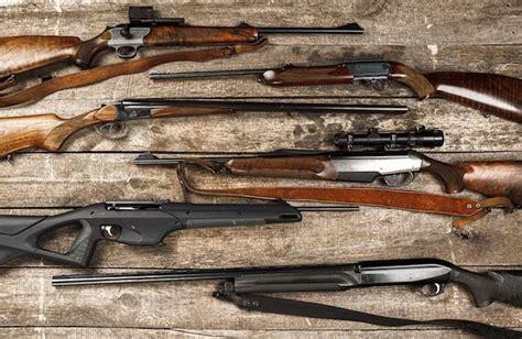Publicité d'époque pour des fusils de chasse avec différentes chambrages