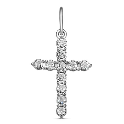 Pendentif croix Swarovski avec cristaux ronds