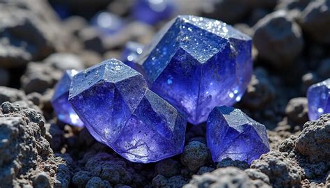 Schéma illustrant le trichroïsme de la tanzanite avec des flèches indiquant les différents angles de vision et les couleurs résultantes