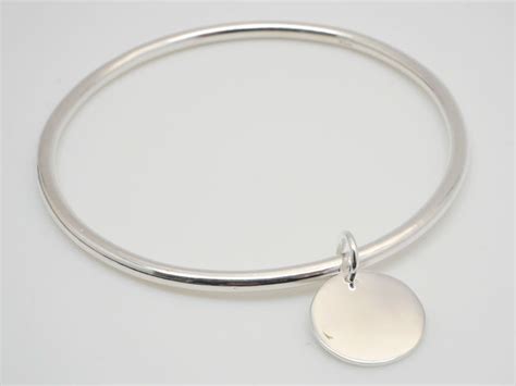 Bracelet jonc en Argent massif avec médaille à personnaliser