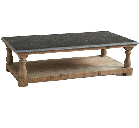 Table basse en pierre bleue avec structure en bois