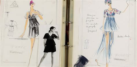 Dessins de Karl Lagerfeld représentant Victoire de Castellane dans des tenues extravagantes et audacieuses, symbolisant son style unique à l'époque de Chanel.