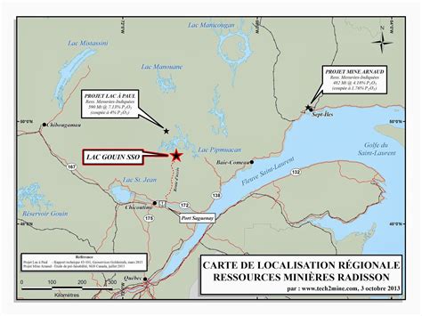 Schéma du projet de mine d'apatite d'Arianne Phosphate au lac à Paul, incluant sa localisation géographique et les infrastructures prévues.