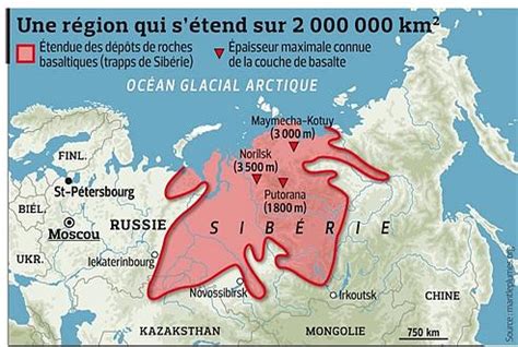 Carte de la Sibérie avec indication de la région de la rivière Chara et du gisement de charoïte