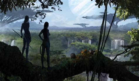 Illustration conceptuelle de la planète Pandora avec sa faune indigène et les premières colonies humaines
