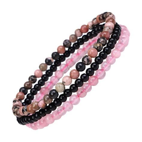 Visuel montrant des combinaisons de bracelets : onyx avec quartz rose, onyx avec citrine
