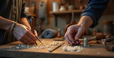 Un artisan travaillant avec des outils de joaillerie précis : loupe, pinces, chalumeau