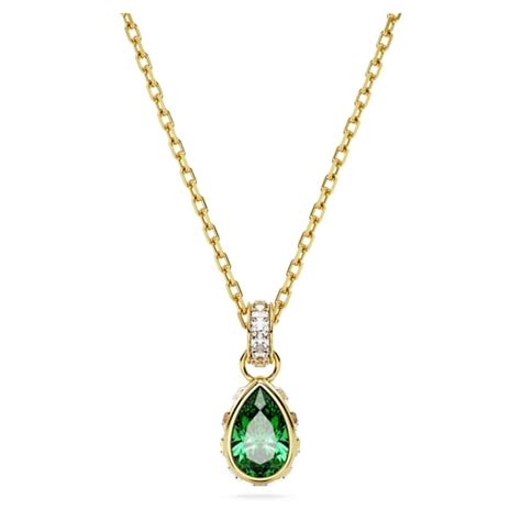 Pendentif Chroma Swarovski avec cristal vert en forme de poire et cristaux carrés incrustés