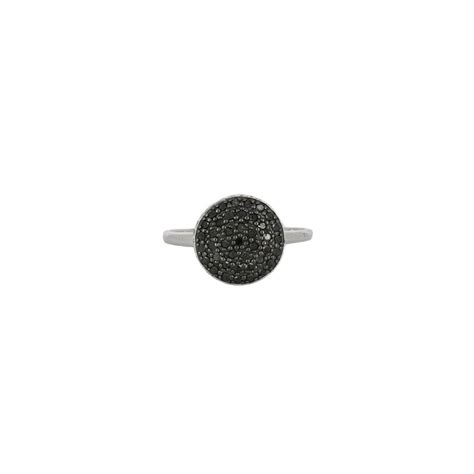Bague de la collection Graphique avec un pavage de diamants noirs et un diamant central