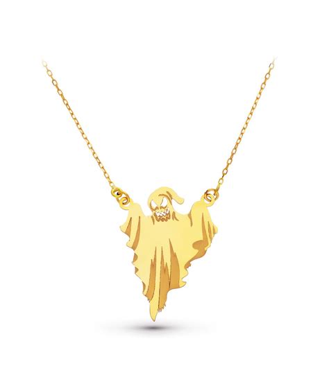 Pendentif fantôme en or jaune poli avec détails mats