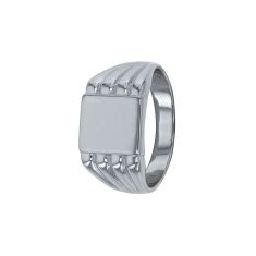 Chevalière carrée en argent 925 rhodié avec ciselures sur les côtés