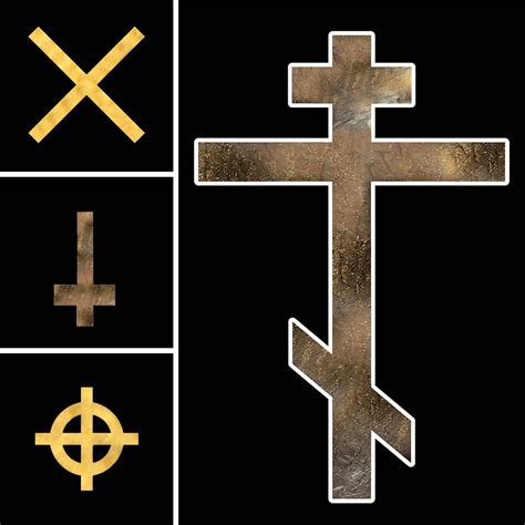 Diverses formes de croix chrétiennes : latine, orthodoxe, celtique, de Jérusalem.