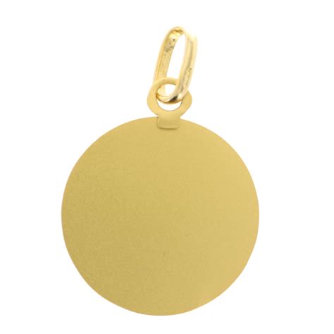 Représentation d'un collier disque en or 18 carats avec gravure personnalisée