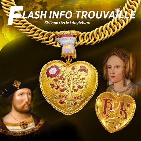 Représentation artistique du pendentif Cœur Tudor avec ses symboles et initiales