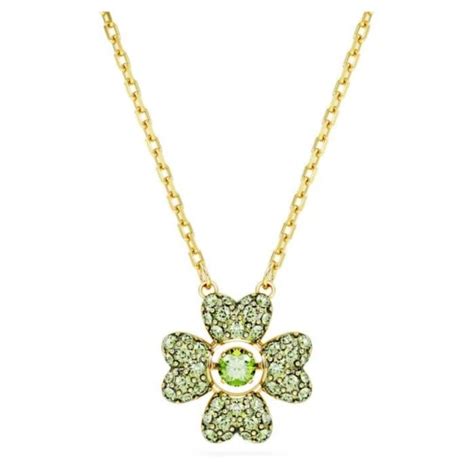Pendentif Duo Clover Swarovski avec mélange de métaux et cristaux verts