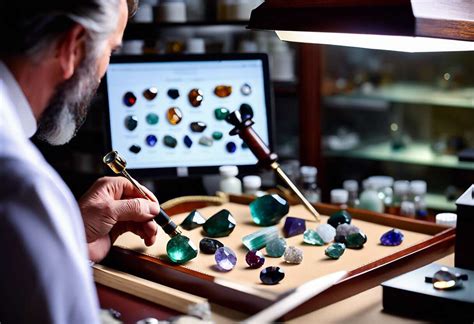 Adolescents examinant des pierres précieuses avec des outils de gemmologue