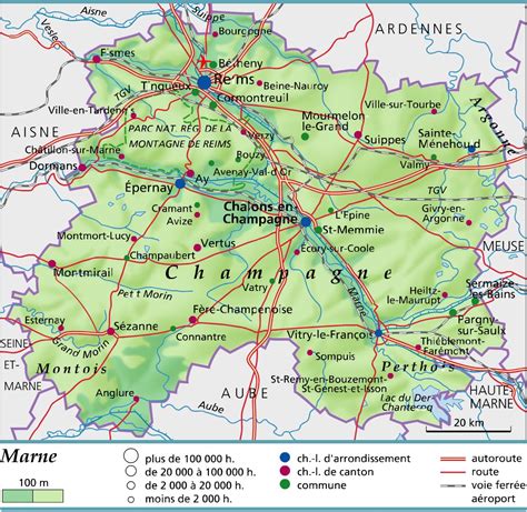 Carte de la Marne indiquant Sézanne et Vitry-le-François
