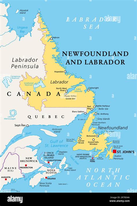 Carte du Labrador, Canada, lieu de la découverte de la labradorite