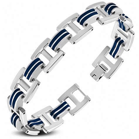 Illustration d'un bracelet homme avec fermoir en acier inoxydable et finition or jaune brossé