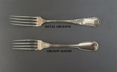 Infographie comparant les propriétés physiques de l'argent massif, du métal argenté et de l'acier inoxydable.