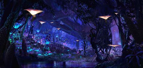 Concept art d'un Na'vi dans un environnement luxuriant de Pandora