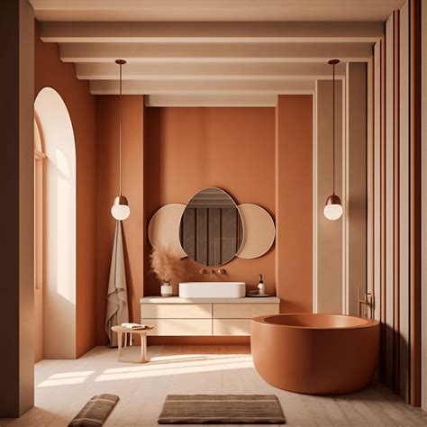 Palette de couleurs taupe et grenat pour une salle de bain moderne
