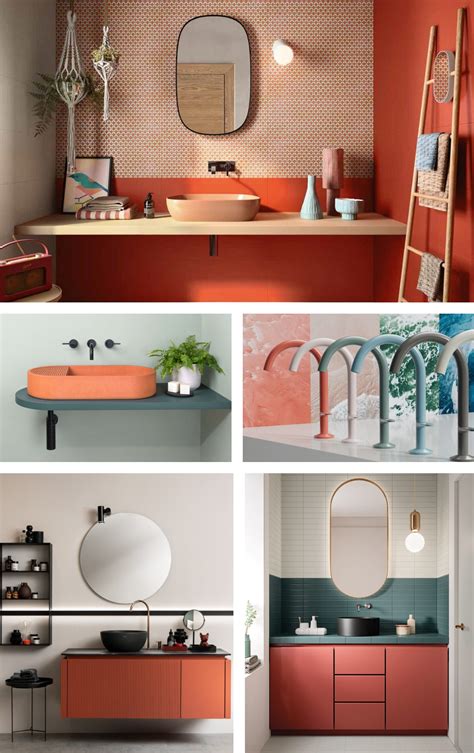 Exemple d'utilisation du rouge grenat dans une salle de bain