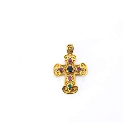 Croquis technique d'un pendentif croix byzantine