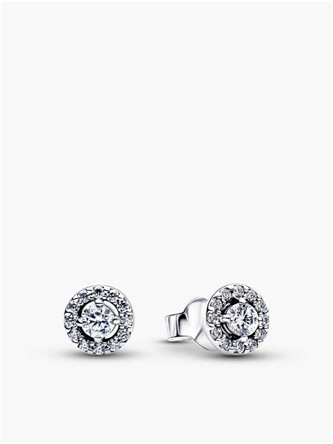 Schéma des boucles d'oreilles Pandora Halo Rond Pavé, mettant en avant leur forme ronde et le pavage de zirconiums.