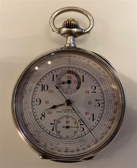 Montre de poche chronographe monopoussoir ancienne