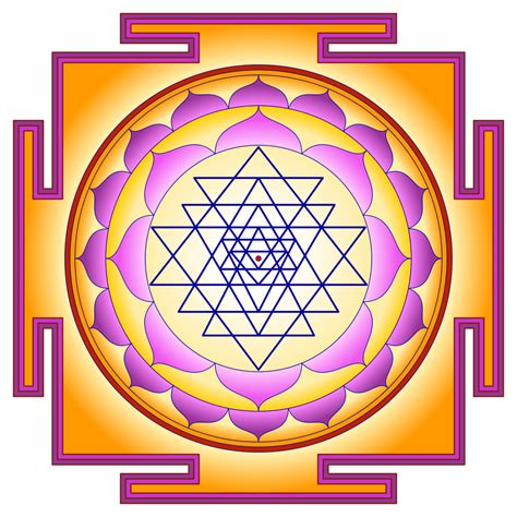 Représentation stylisée du Sri Yantra avec ses triangles imbriqués et le bindu central