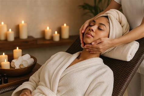 L'intérieur luxueux et épuré d'un spa, avec des touches de marbre et de couleurs neutres.