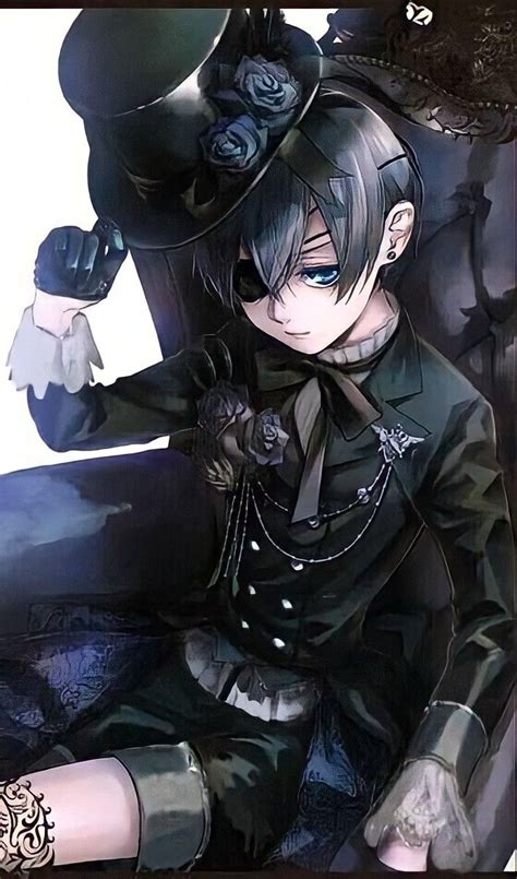 Illustration de Ciel Phantomhive dans son costume habituel, avec son cache-œil caractéristique.