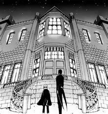 Illustration du Manoir Phantomhive en flammes, symbolisant la tragédie familiale.