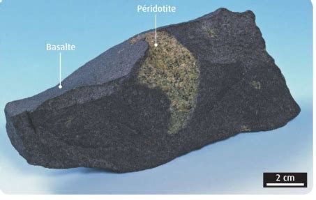 Image de nodules de péridotite dans une coulée basaltique