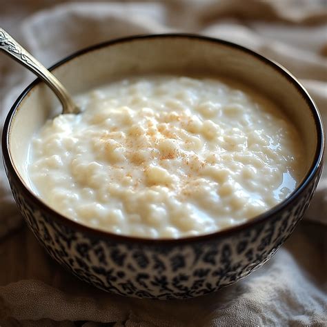 Une belle image de riz au lait crémeux dans un bol, garni de cannelle