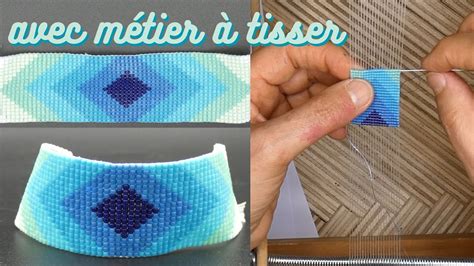 Illustration montrant l'insertion de perles GemDuo dans un tissage Miyuki
