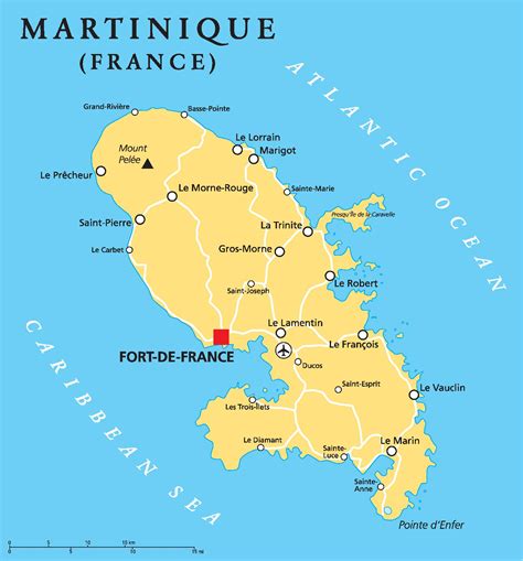 Carte de la Martinique avec la localisation de Saint-Pierre