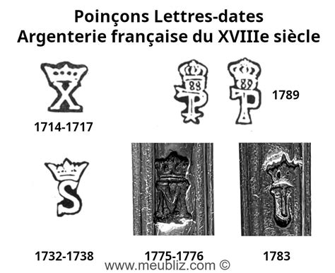 Exemple de poinçons d'orfèvrerie français anciens