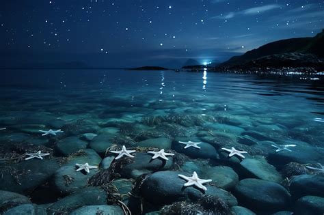 Représentation artistique de cristaux bleus évoquant une nuit étoilée sur la mer