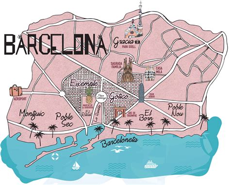 Carte de Barcelone avec les emplacements des bijouteries mentionnées
