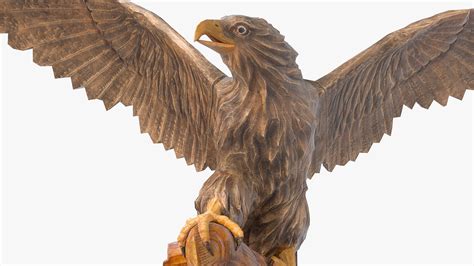 Représentation détaillée d'une sculpture d'aigle en pierre avec des plumes réalistes et des serres puissantes