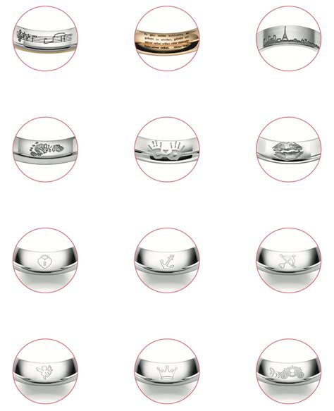 Exemples de gravures manuelles et joaillières sur différents types de bijoux.