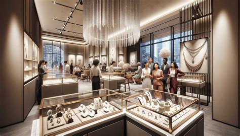 Intérieur d'une boutique Swarovski moderne et accueillante, reflétant le concept de 