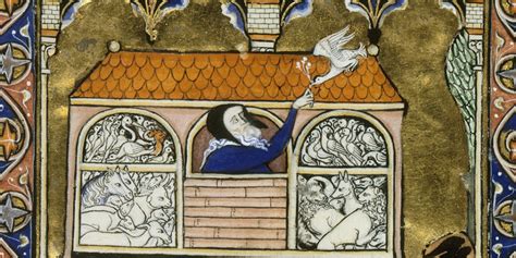 Illustration de la colombe revenant vers l'Arche de Noé avec un rameau d'olivier.