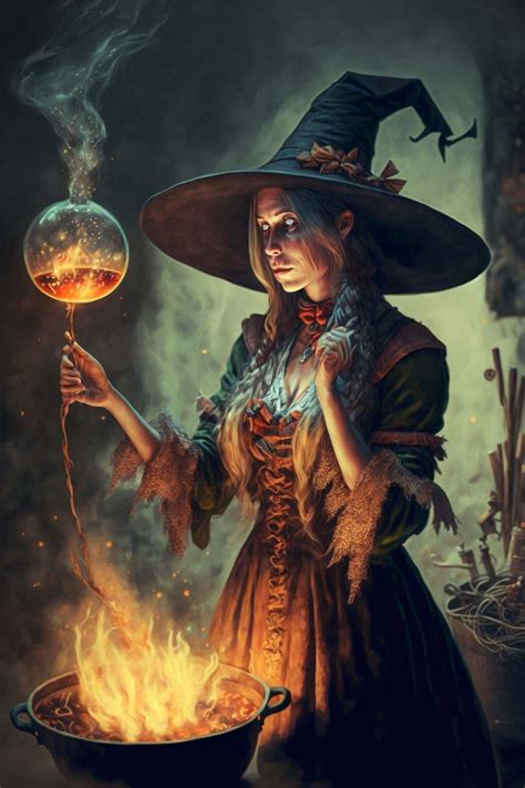 Illustration médiévale représentant des fées et des sorcières, avec un trèfle à quatre feuilles comme élément central