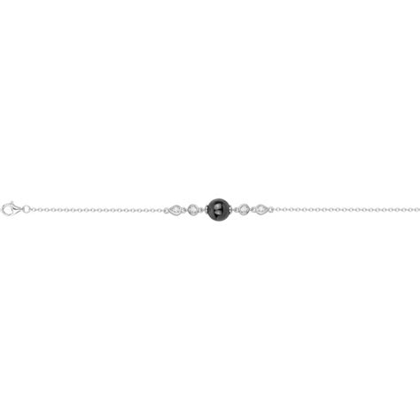 Bracelet chaîne main avec oxydes de zirconium et perles d'eau douce