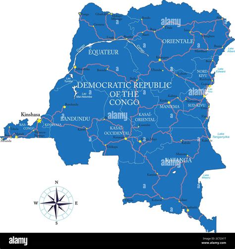 Carte de la région du Katanga en République Démocratique du Congo